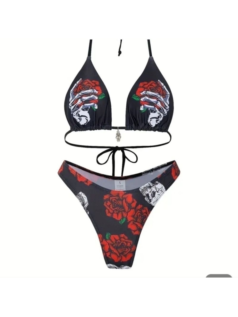Skeleton Flower Print Bikini Set Women - Picture 6 of 7
